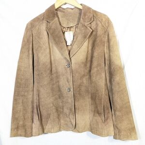 J‎ Jill Women's Soft Goat Leather Suede Jacket Blazer Lined Button Sz LTall